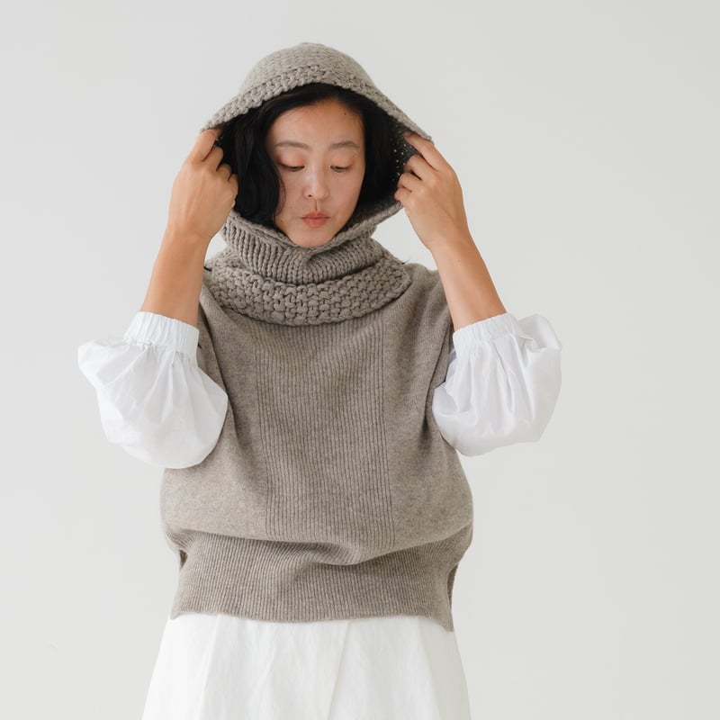 CA & Co. カシミヤ ネックウォーマー グレー 受注生産】CA＆Co. YAK cagoule（フード付きネックウォーマー） | sho