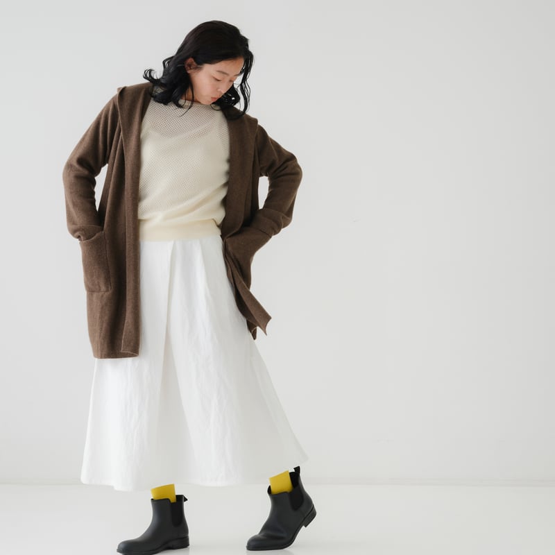 ブラックミーンズフード付きパッチワークロングカーディガン