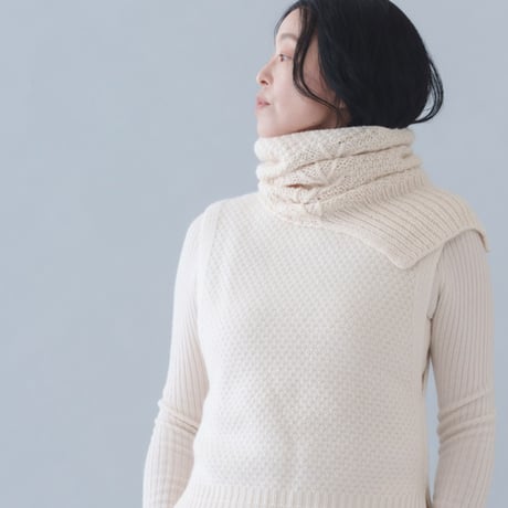 【予約販売】CA＆Co. 手編み Cashmere  鹿の子ネックウォーマー