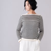 【予約販売】CA＆Co. cashmere ガーゼ ボートネックセーター  （ボーダー）