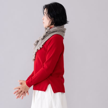 【予約販売】CA＆Co. 手編み　YAK  petit muffler（フリンジ付き）