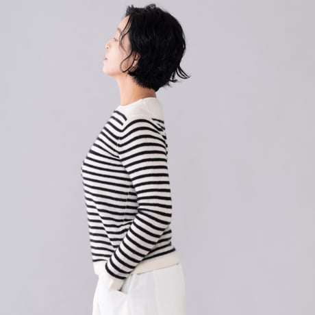【予約販売】CA＆Co. cashmere ガーゼ ボートネックセーター  （ボーダー）