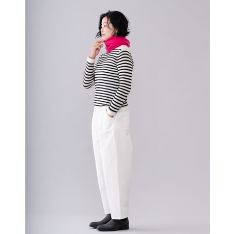【予約販売】CA＆Co. cashmere ガーゼ ボートネックセーター  （ボーダー）