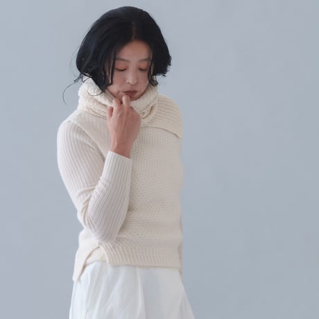 【予約販売】CA＆Co. 手編み Cashmere  鹿の子ネックウォーマー