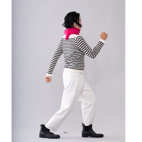 【予約販売】CA＆Co. cashmere ガーゼ ボートネックセーター  （ボーダー）