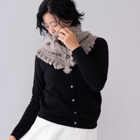【予約販売】CA＆Co. 手編み　YAK  petit muffler（フリンジ付き）