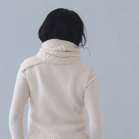 【予約販売】CA＆Co. 手編み Cashmere  鹿の子ネックウォーマー