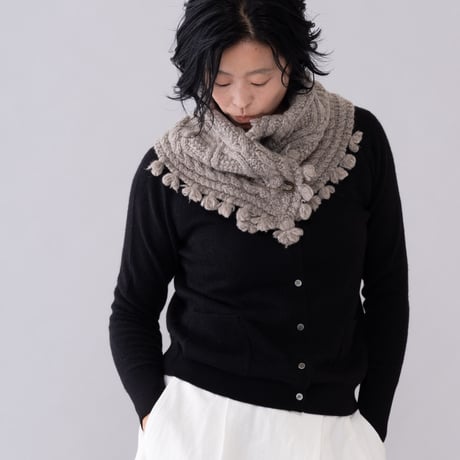 【予約販売】CA＆Co. 手編み　YAK  petit muffler（フリンジ付き）