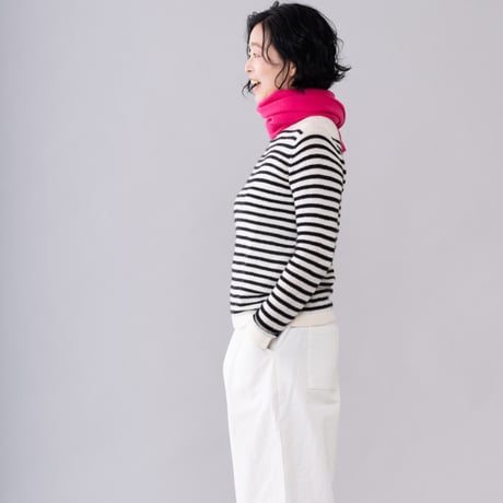 【予約販売】CA＆Co. cashmere ガーゼ ボートネックセーター  （ボーダー）