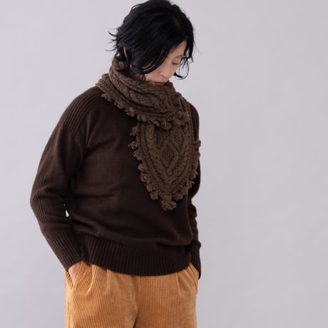 【予約販売】CA＆Co. 手編み　YAK  petit muffler（フリンジ付き）