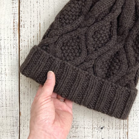 【予約販売】CA＆Co. 　手編み　YAK Diamond knit cap（折返しタイプ）