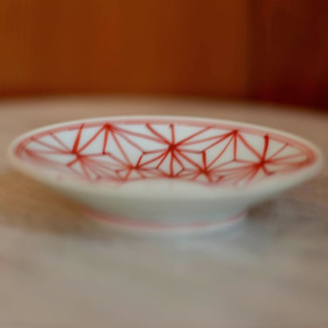 豆皿　麻の葉紋（青、赤）