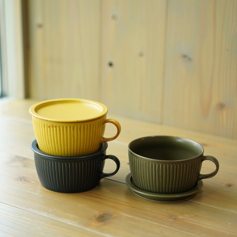 蓋付きスープカップ 筋彫り | ZOE L'Atelier de Poterie
