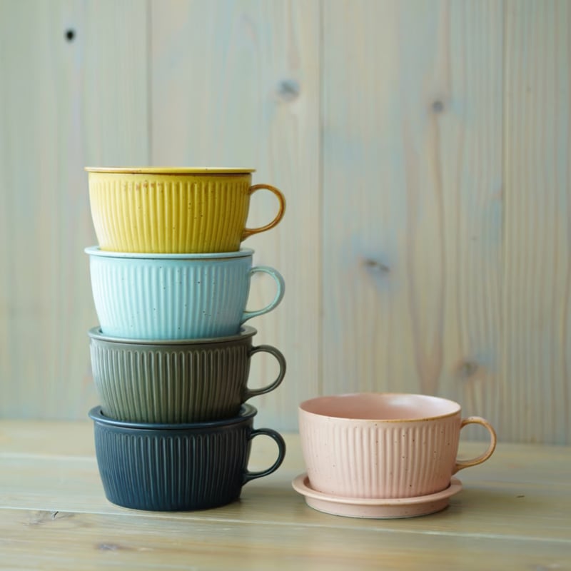 蓋付きスープカップ 筋彫り | ZOE L'Atelier de Poterie