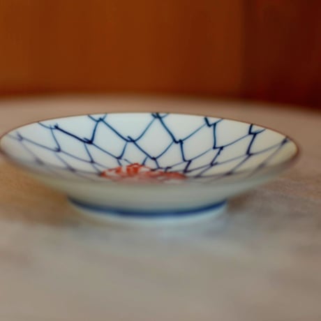 豆皿　網絵（青、赤）