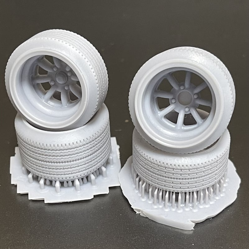 1/18スケール 14インチ ホイールRSW＆引っ張りタイヤセット（深リム