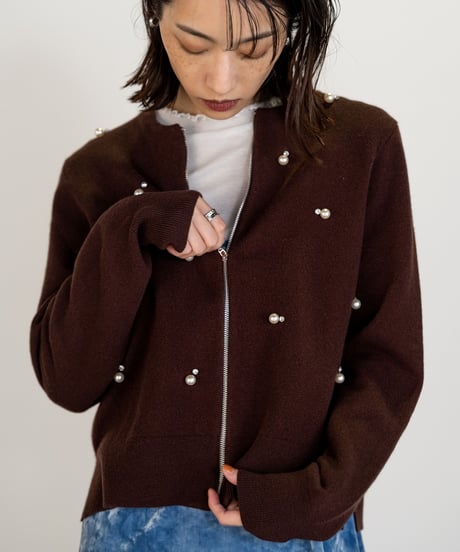 PEARL BIJOU ZIP CARDIGAN