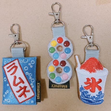 シュールな刺繍ワッペンキーホルダー(F−97かき氷)