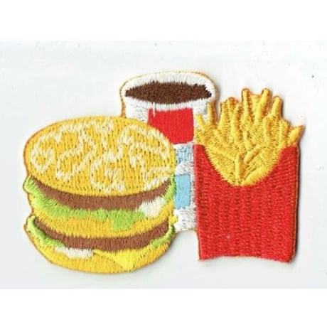 シュールな刺繍ワッペンキーホルダー( F-137ハンバーガーセット)
