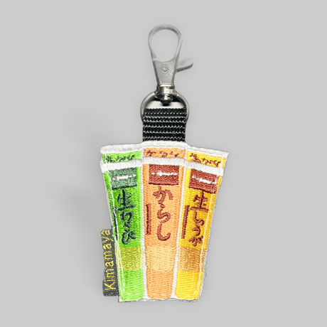 シュールな刺繍ワッペンキーホルダー(F−009チューブトリオ)