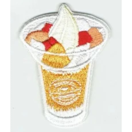 シュールな刺繍ワッペンキーホルダー( F-148 ソフトクリームカップ)