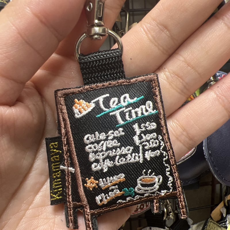 K-SHOP☆お気軽にコメントどうぞ♪  シュールな刺繍ワッペンキーホルダー(G−075カフェ看板