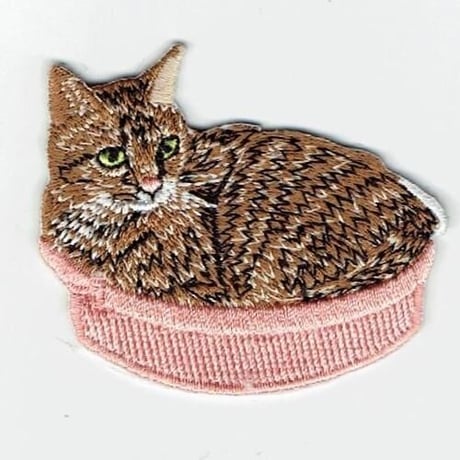 シュールな刺繍ワッペンキーホルダー(A−022鍋ねこ)
