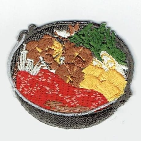 シュールな刺繍ワッペンキーホルダー( F-048すき焼き)