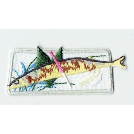 シュールな刺繍ワッペンキーホルダー(F−57秋刀魚塩焼き)
