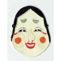 シュールな刺繍ワッペンキーホルダー(G−047おかめさん)
