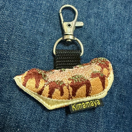 シュールな刺繍ワッペンキーホルダー(F−98たこ焼き)