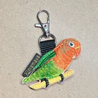 シュールな刺繍ワッペンキーホルダー(A−029ボタンインコ)