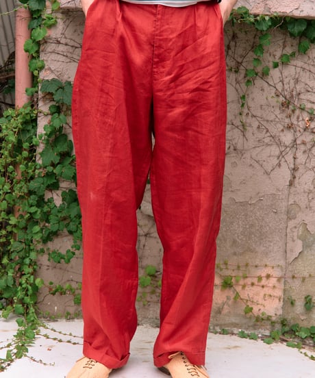 90s vtg red linen slacks