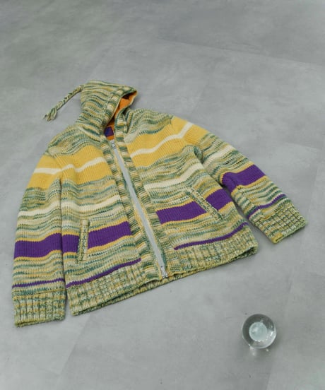 00s tail design hoodie knit/fleece jacket