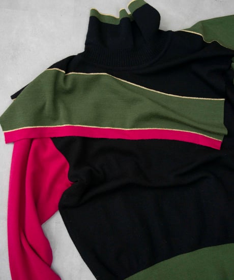 80s DEUXROCHE deformation design wool knit