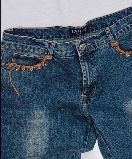 00s FRILLI EXCHANGE lace-up flare denim