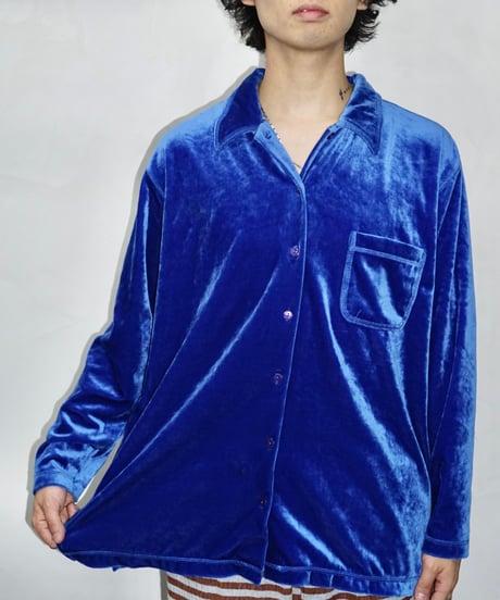 90s HONORS ocean blue velour shirts