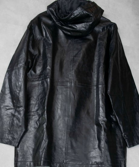 90s CANOE LAKE hoodie pig leather coat