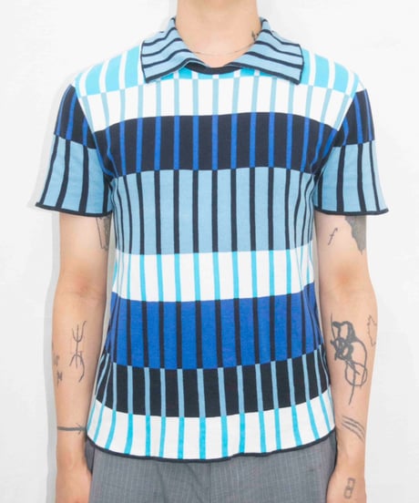 KENZO HOMME multi color knit polo