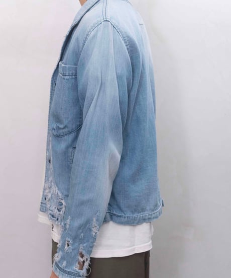 00s FACTOTUM damaged denim jkt