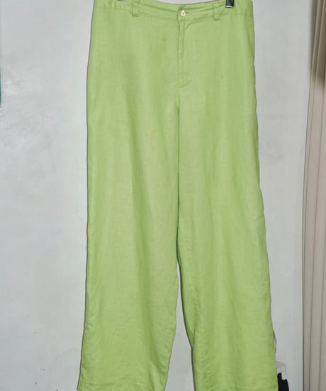 lime green linen baggy pants