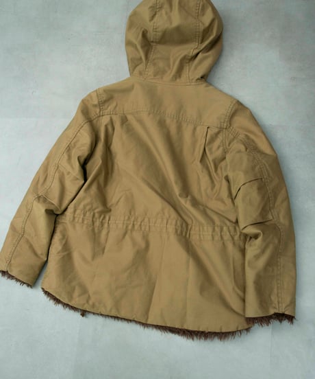 zucca 00s deformation zip boa hoodie coat