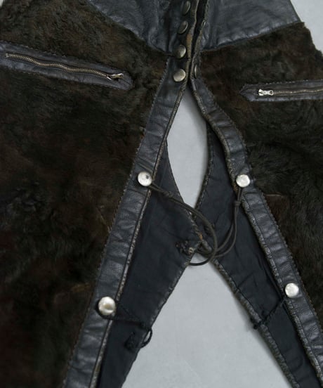 80s vtg cow fu/leather over pants