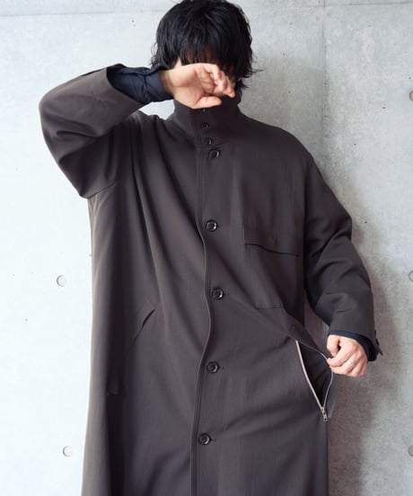90s wool gabardine long coat