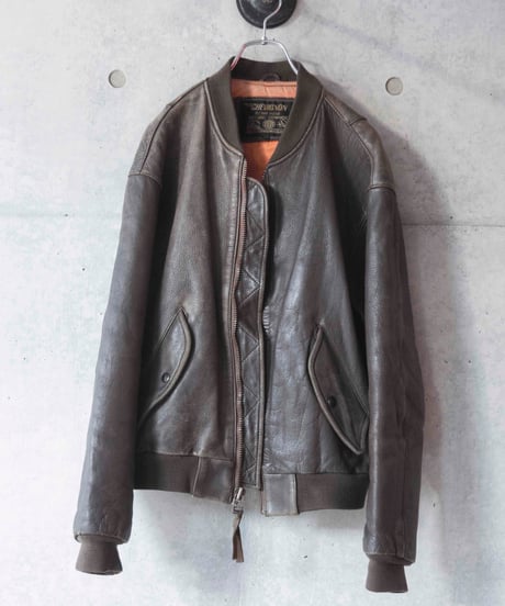 80-90s CHEVIGNON leather bomber jacket