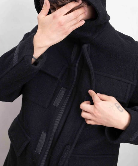 90-00s ixi:z hoooded wool middle coat