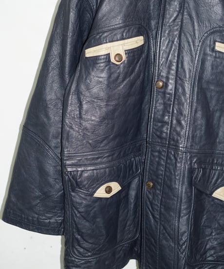 80s vtg Storm Bird sheepskin leather middle coat