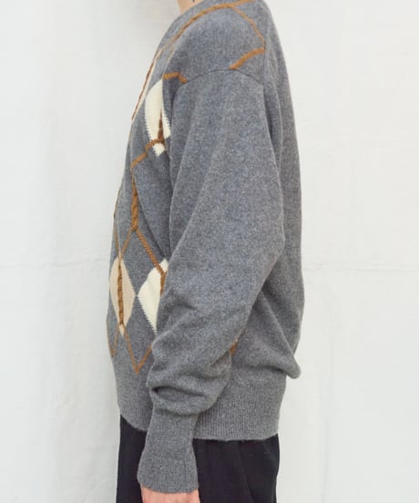 80s pure cashmere argyle knit