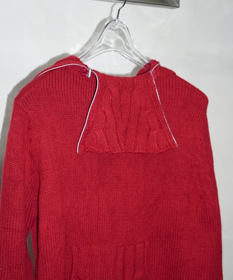 80-90s vtg deformation zip hi-neck knit