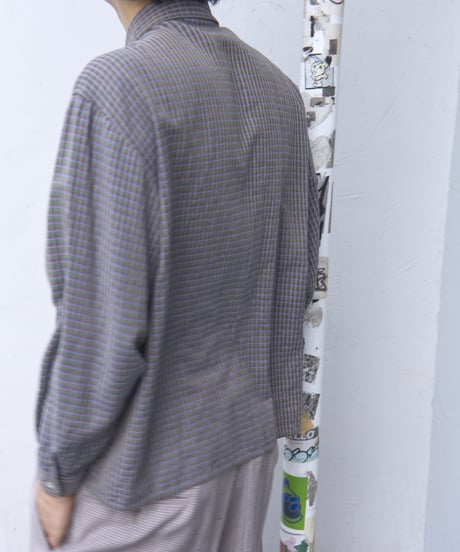 80s zip design check shirts